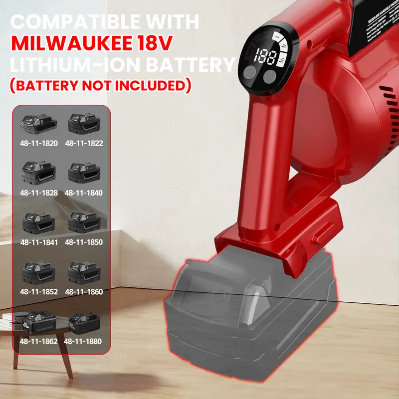 【Father's Day Gifts】 350W Cordless Vacuum Cleaner for Milwaukee M18 Battery/for Dewalt 20v Battery/ for Makita 18V Battery, 35kPa Brushless Lightweight Stick Vacuum with 3 Mode Suction, 6 in 1 Stick Vacuum Cleaner with HEPA TOr Floor, Carpet, Car