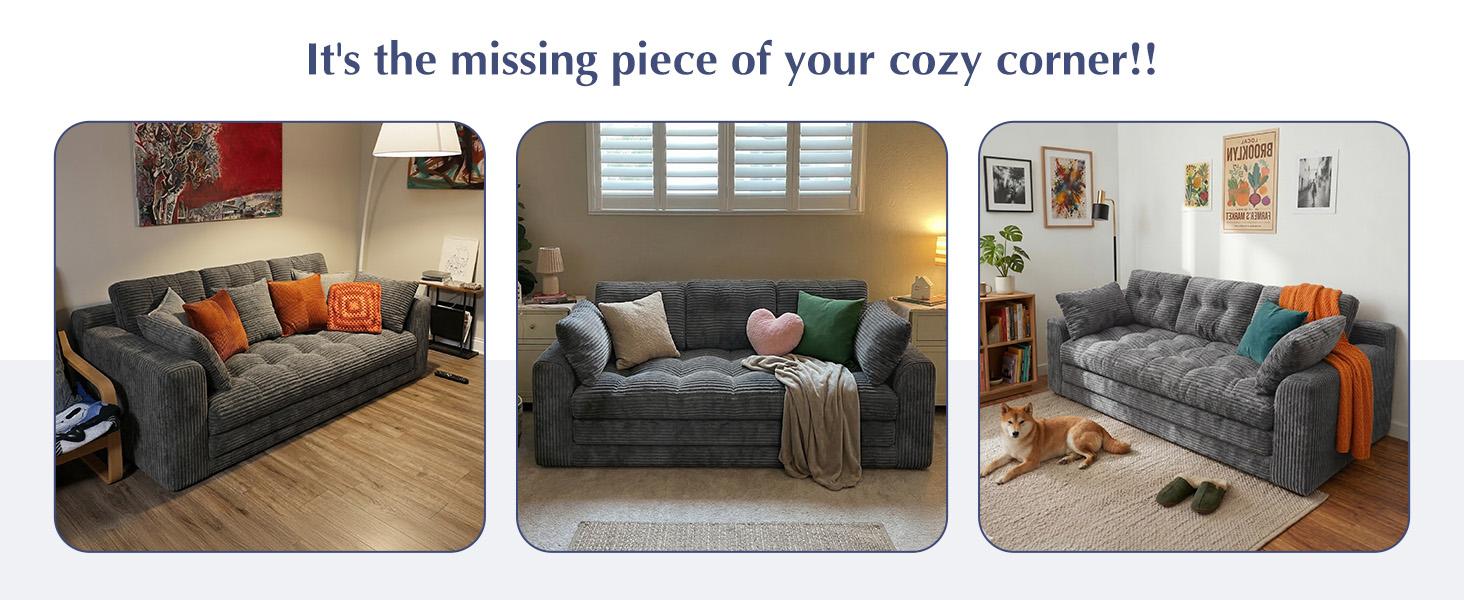 Raybee 2-3 Seater Folding Convertible Sofa Bed, Boneless Pull-Out Sleeper Sofa with Pillows, Tufting Corduroy Upholsted Foldable Floor Couch Comfy Lounge with High Resilience & High Density Foam for Small Space Living Room Bedroom, Black, Gray, White Raybee 2-3 Seater Folding Convertible Sofa Bed, Boneless Pull-Out Sleeper Sofa with Pillows, Tufting Corduroy Upholsted Foldable Floor Couch Comfy Lounge with High Resilience & High Density Foam for Small Space Living Room Bedroom, Black, Gray, White