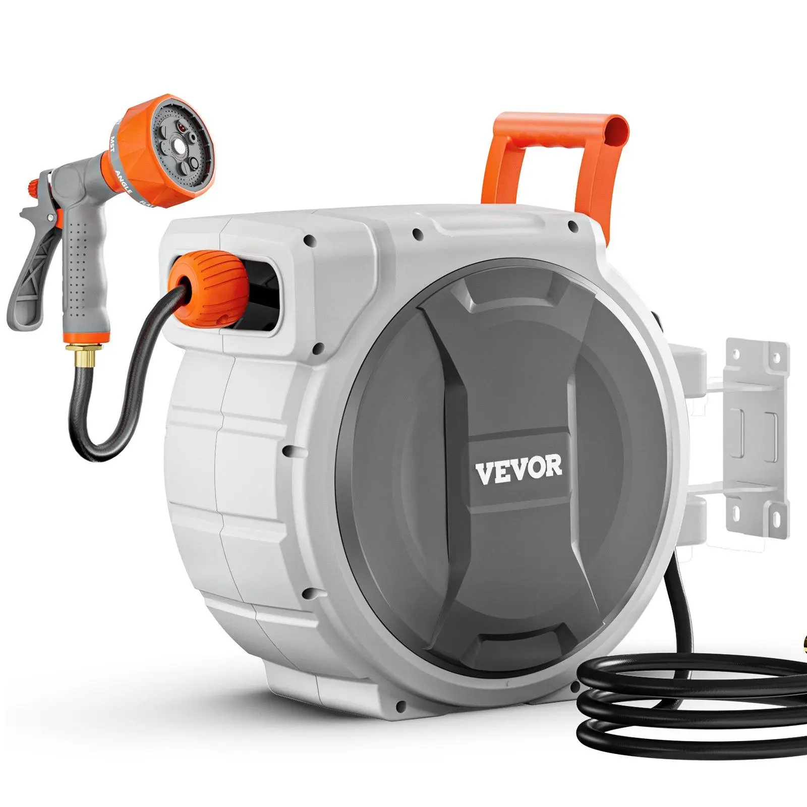 【DealsForYouDays】VEVOR Retractable Garden Hose Reel,5/8 Inch x 100 ft Wall MountedHeavy Duty with 9-Pattern NozzleAdjustable Length LockUpgraded Slow Return System & 180° Swivel Bracket, Retractable Water Hose, Durable Garden Hose,campingessentials