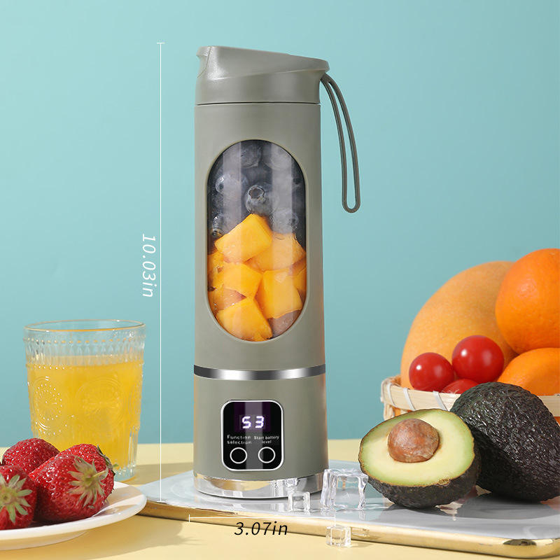 Portable Rechargeable Ice-Crushing Electric Juicer Cup with LCD Display, 400ml Capacity Orange Juicer for Home & Commercial Use