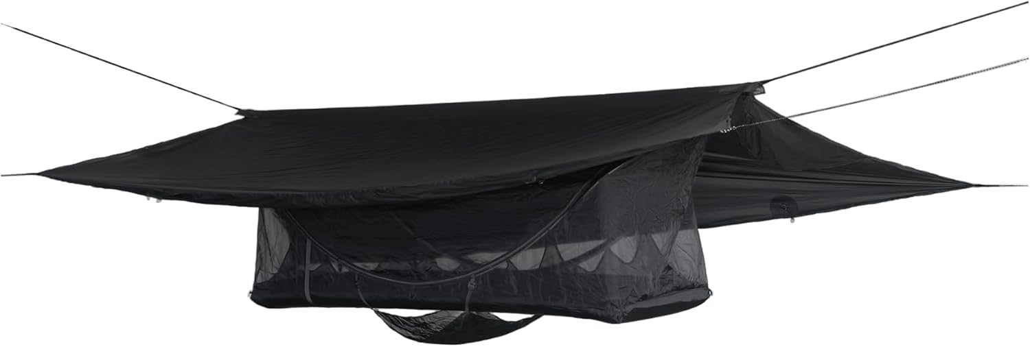 Lay-Flat Camping Hammock Tent with Mosquito Net, Insulated Sleeping Pad & Waterproof Rainfly