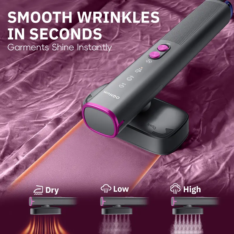 【SummerWins】OGHom Clothes Steamer, Travel Steamer, 2-in-1 Handheld Steamer, 110-240V Portable Clothing Steamer for Global Use, 30s Fast Heat-Up Wrinkle Remover for Global Use, 1000W Powerful Steam, Lightweight , Travelers & Family, Summerwins