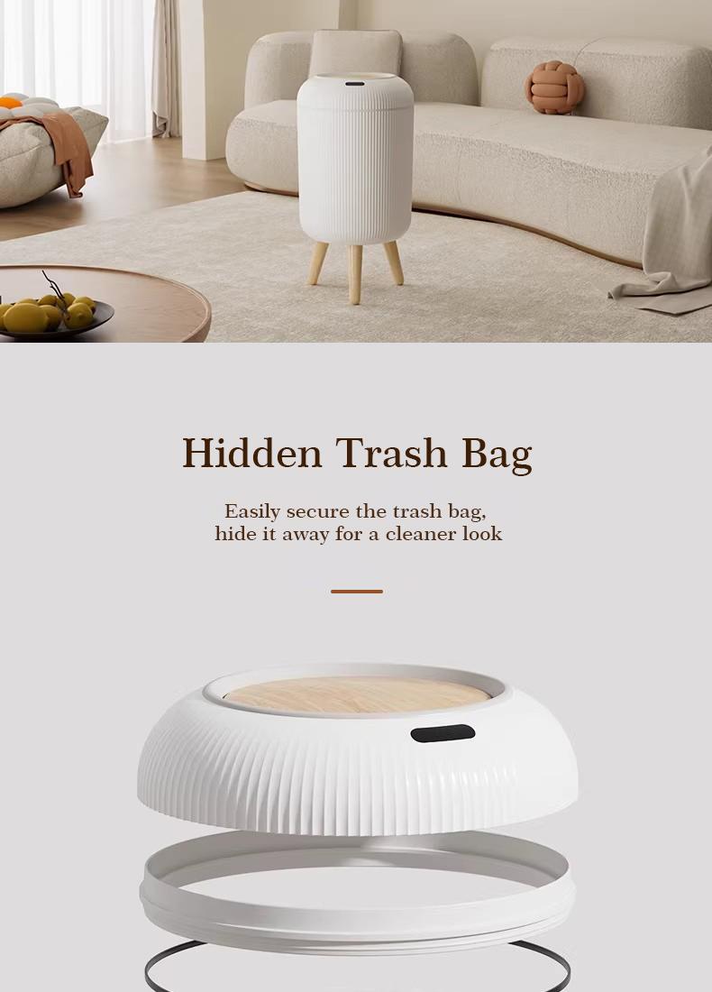 Pukomc Smart Induction Waterproof Trash Can for Bathroom, Bedroom, Office Nordic Style, Household Items Saving Space Motion Sensor Multifunctional Home Goods Environmentally Friendly Automatic summerwins
