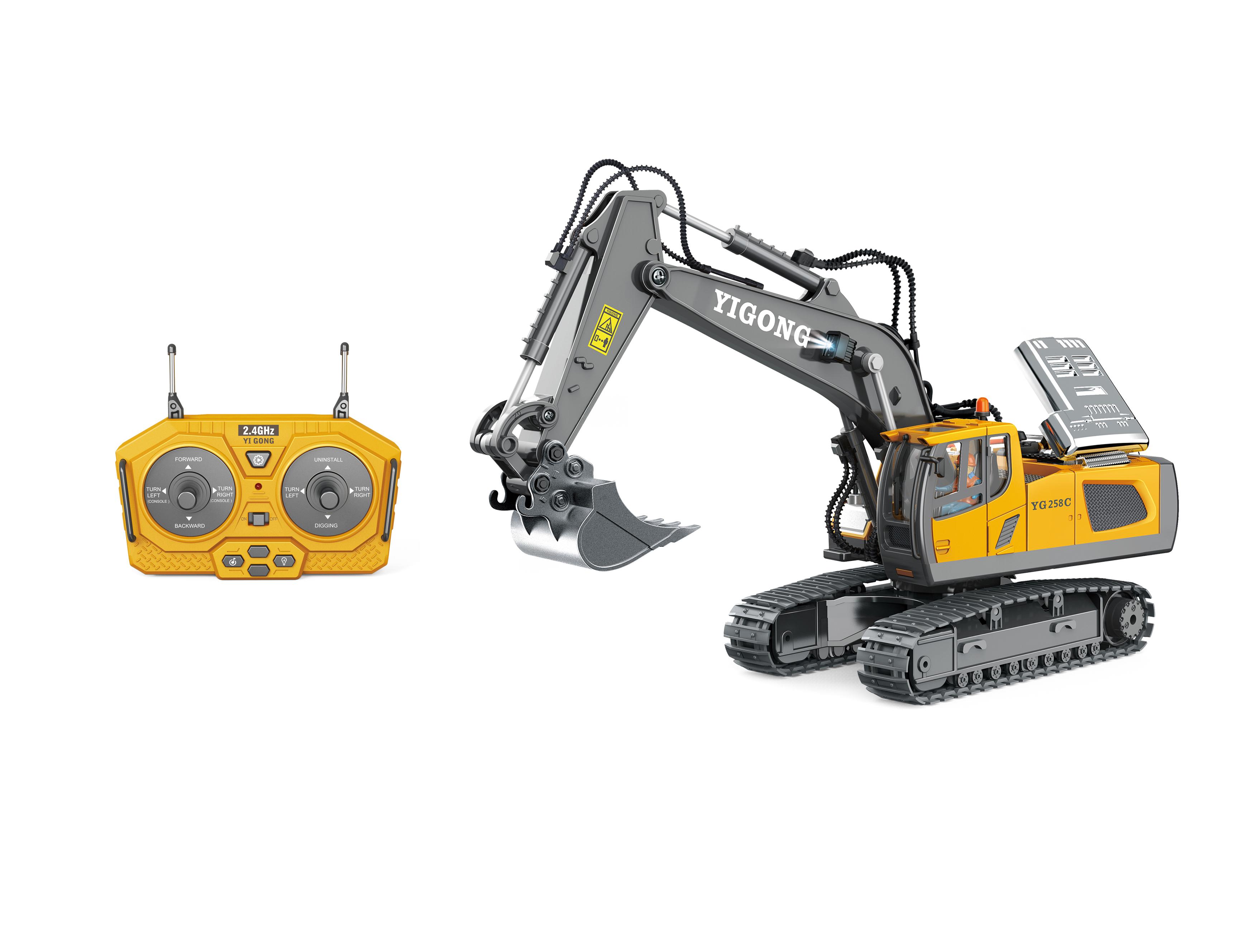 (He will love it!)Akeleo Remote Control Engineering Vehicle 2.4G High-Tech 11 Channels, Remote Control Excavator, Dump Truck, Aluminium Alloy ABS Engineering Vehicle Electronic Toy,Realistic Lights and Sounds,Gifts