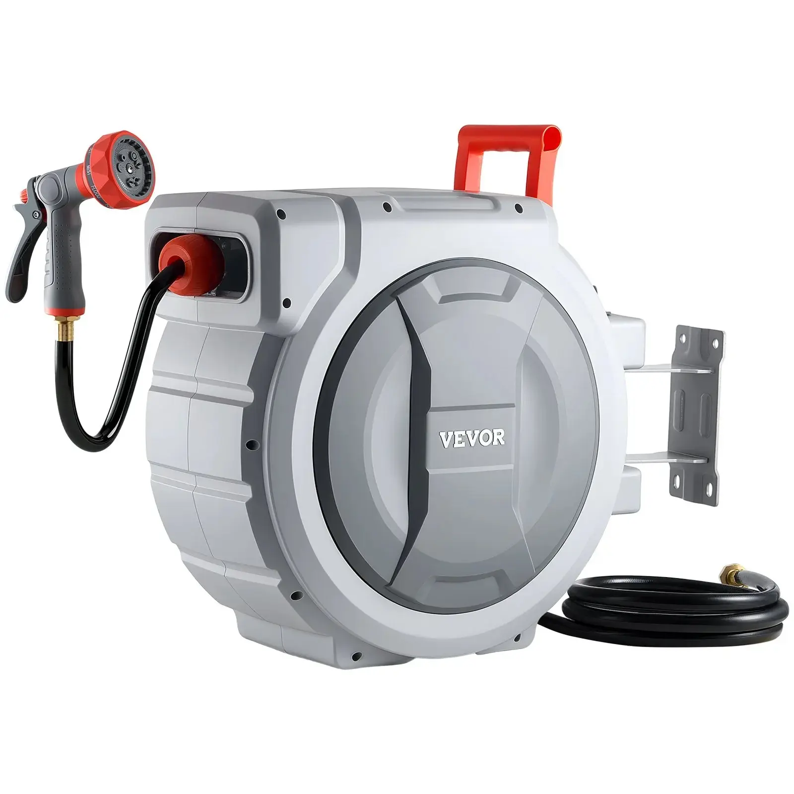 【DealsForYouDays】VEVOR Retractable Garden Hose Reel,5/8 Inch x 100 ft Wall MountedHeavy Duty with 9-Pattern NozzleAdjustable Length LockUpgraded Slow Return System & 180° Swivel Bracket, Retractable Water Hose, Durable Garden Hose,campingessentials
