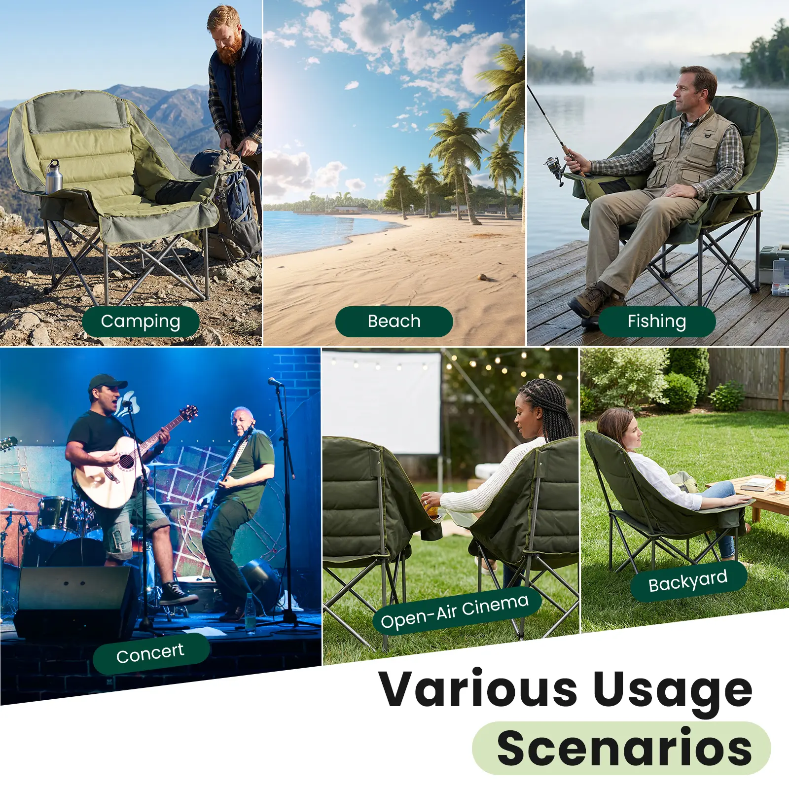 Comfort Folding Camping Chair with Steel Frame and Oxford Fabric