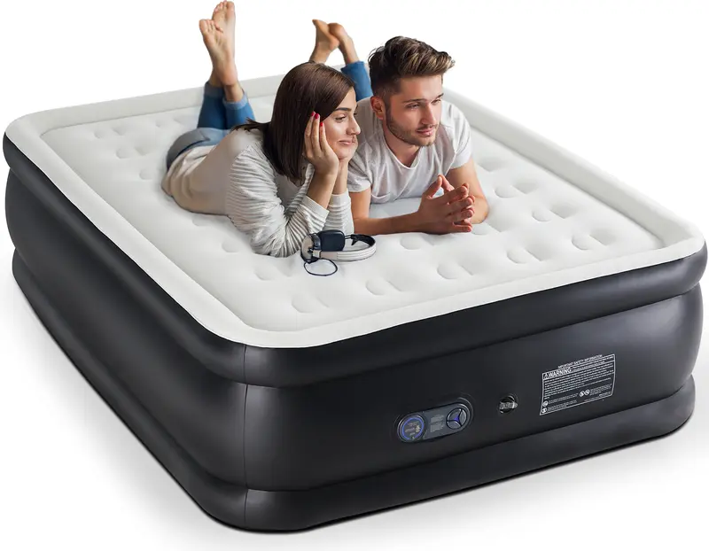 Sweetcrispy Inflatable Air Mattress (Inflatable Bed Mattresses) with Built-in High-Capacity Pump, Double Height, Non-Slip Bottom, 660 lbs Weight Capacity, Portable for Camping, Home Use