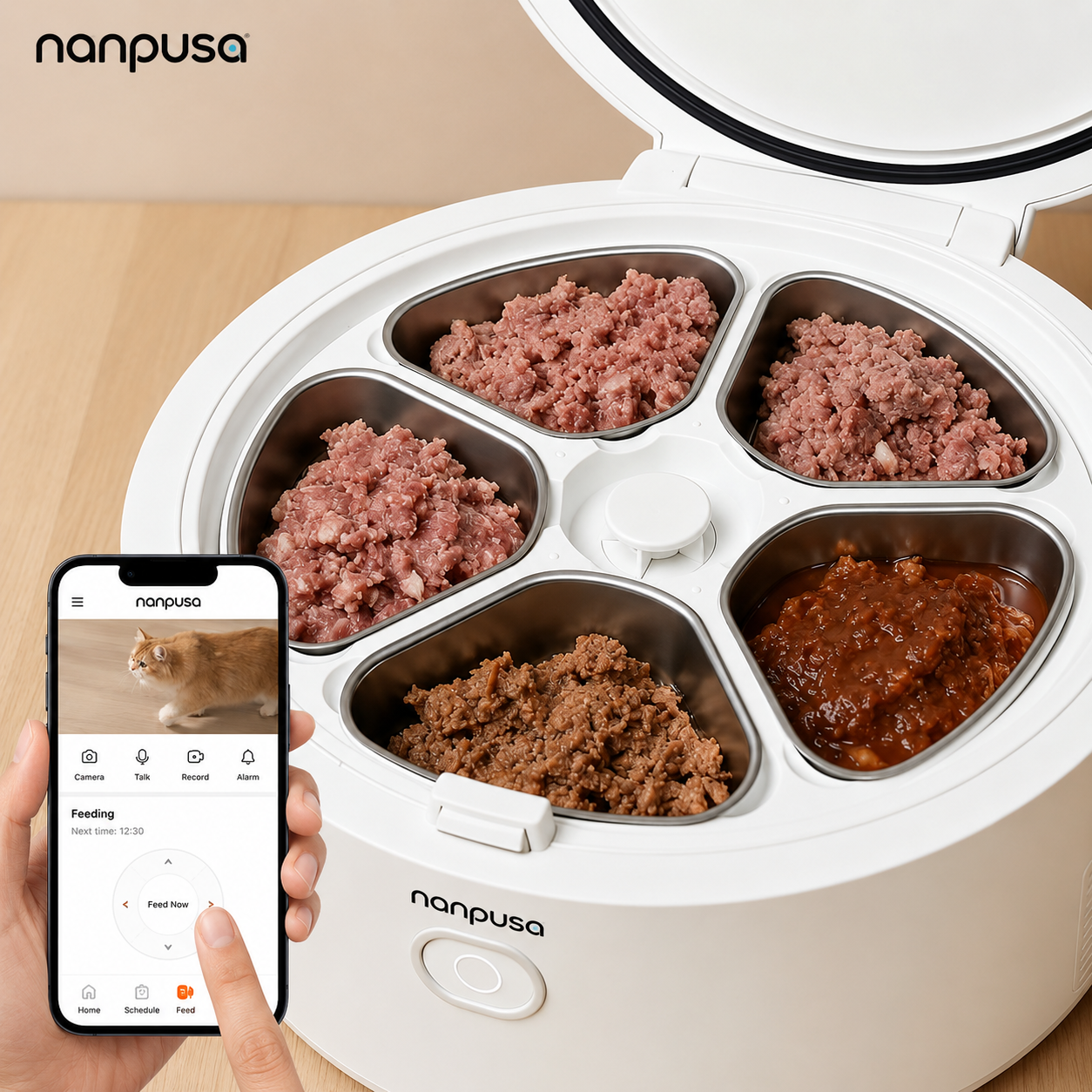 2026 Smart Automatic Cat Feeder with Cooling & Warming Function – Stainless Steel Bowl Pet Food Dispenser for Wet Food Preservation
