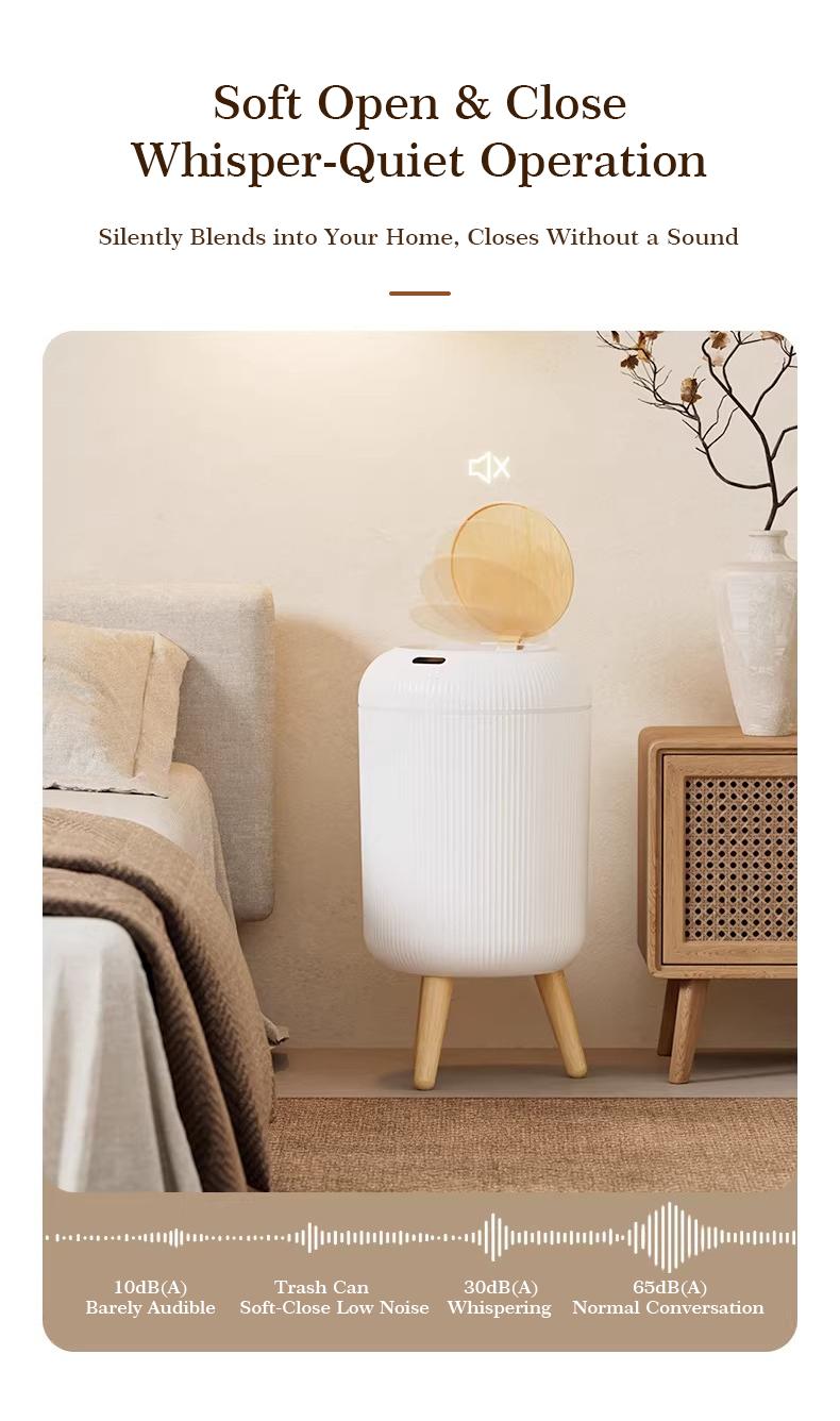 Pukomc Smart Induction Waterproof Trash Can for Bathroom, Bedroom, Office Nordic Style, Household Items Saving Space Motion Sensor Multifunctional Home Goods Environmentally Friendly Automatic summerwins
