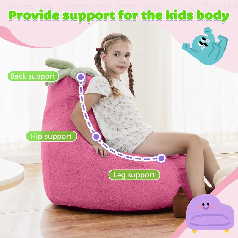 High Rebound Memory Foam Bean Bag Chair - 24-31 Inch Modern Outdoor Sofa, Lazy Floor Sofa, Beige Purple Eggplant Padded Living Room Furniture, Living Room Decor, Relaxing Gifts for Kids, Apartment Stuff, Bedroom Items