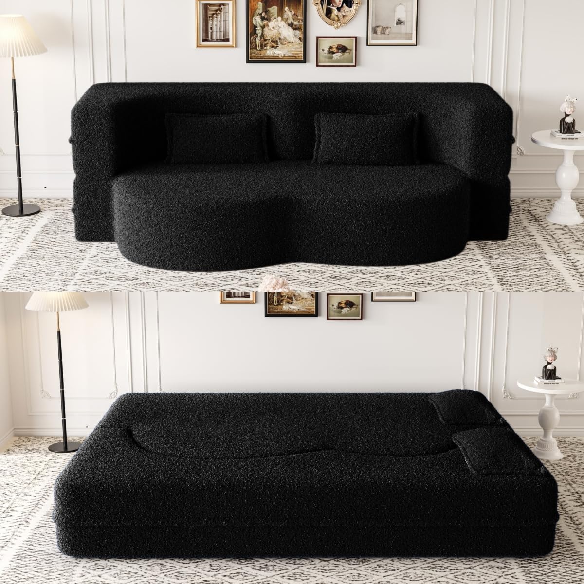 78" Convertible Boneless Futon Sofa Bed, Sleeper Sofa for Living Room