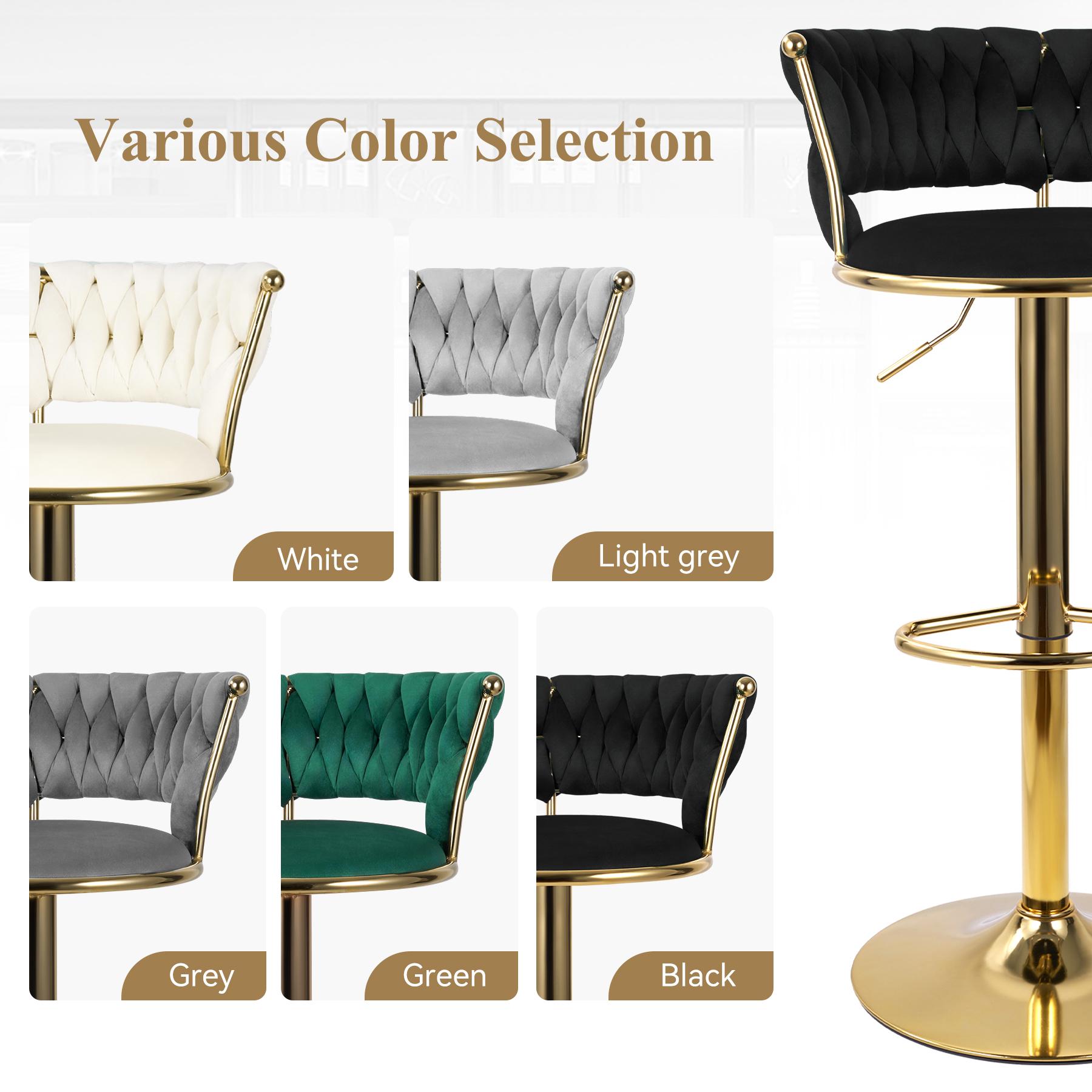 Velvet Bar Stools, Counter Height Bar Stools with Low Back, Gold Swivel Bar Stool for Kitchen Island, 360&deg; Swivel Bar Chairs for Kitchen Island,Bar Pub