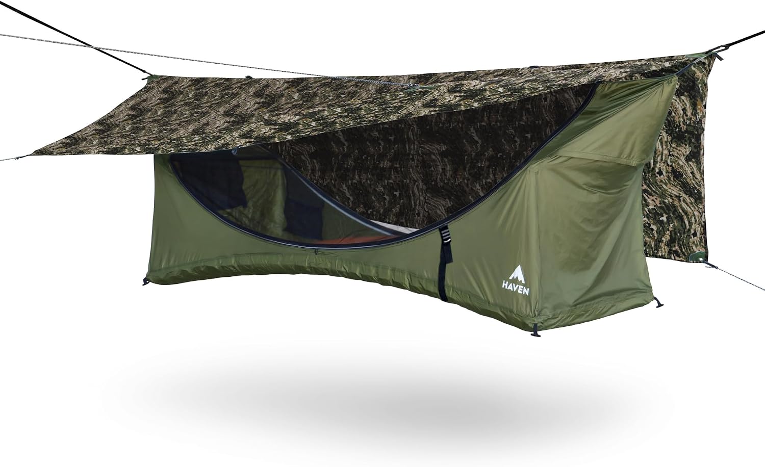Lay-Flat Camping Hammock Tent with Mosquito Net, Insulated Sleeping Pad & Waterproof Rainfly