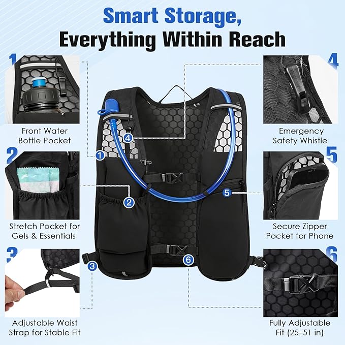 Lightweight Hydration Running Vest for Men & Women – Adjustable, Breathable & Reflective