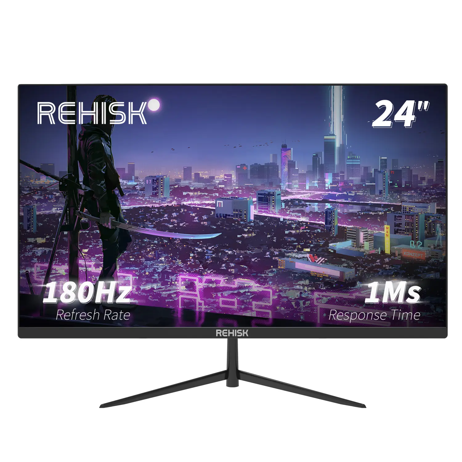 New 24" Curved Gaming Monitor, FHD 1080P, 180Hz Refresh Rate, 1ms Response, AMD FreeSync, Ultra-Slim Design, HDMI/DP, VESA Mountable 