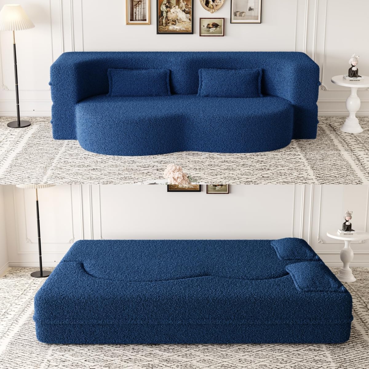 78" Convertible Boneless Futon Sofa Bed, Sleeper Sofa for Living Room