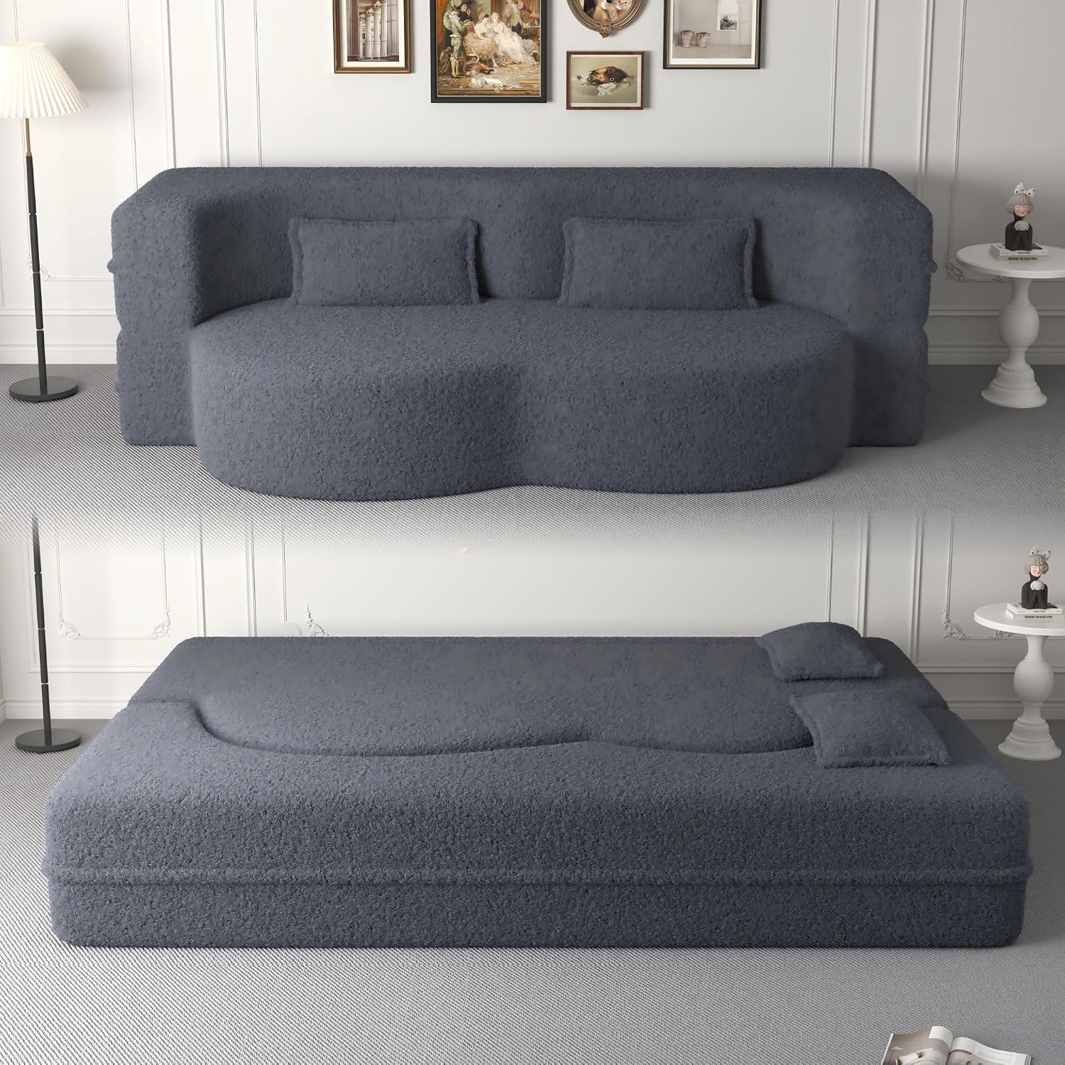 78" Convertible Boneless Futon Sofa Bed, Sleeper Sofa for Living Room