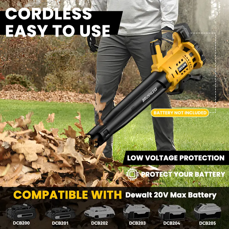 【Father's Day Gifts】Cordless Leaf Blower for Dewalt 20V Max Battery, For Milwaukee 18V Battery/ For Makita 18V Battery 480 CFM Electric Blower with Brushless Motor, 6 Variable Speed Up to 130MPH, Digital Display Control Handheld Blower for Lawn Care, Yard