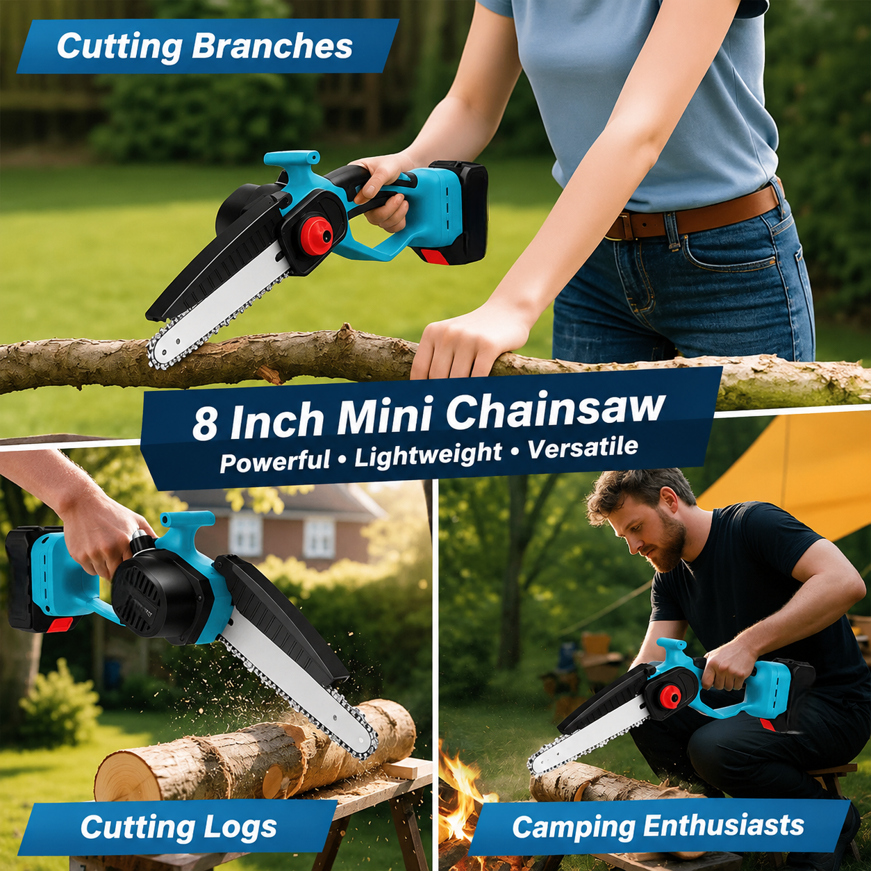 2 in 1 Cordless 8 inch Chainsaw with Pole Saw