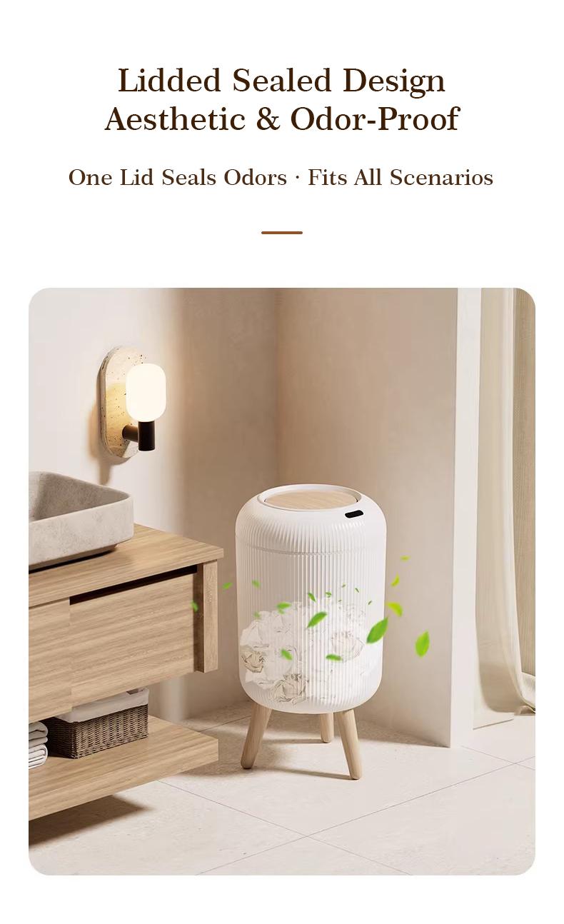 Pukomc Smart Induction Waterproof Trash Can for Bathroom, Bedroom, Office Nordic Style, Household Items Saving Space Motion Sensor Multifunctional Home Goods Environmentally Friendly Automatic summerwins