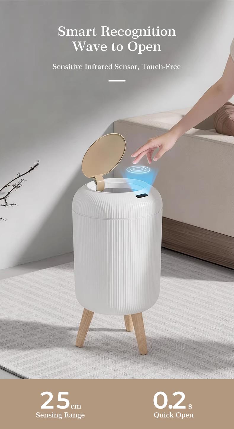 Pukomc Smart Induction Waterproof Trash Can for Bathroom, Bedroom, Office Nordic Style, Household Items Saving Space Motion Sensor Multifunctional Home Goods Environmentally Friendly Automatic summerwins