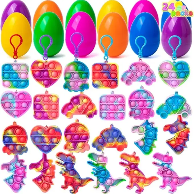 36pcs/48pcs/60pcs/80pcs/100pcs/120pcs/144pcs/160pcs/200pcs Prefilled Easter Eggs Toys and Stickers for Easter Egg Hunt, Filled with Toys Party Favors for Kids Boys Girls Easter Eggs Hunt, Basket Stuffers Fillers, Easter Egg Dye Decoration Kit
