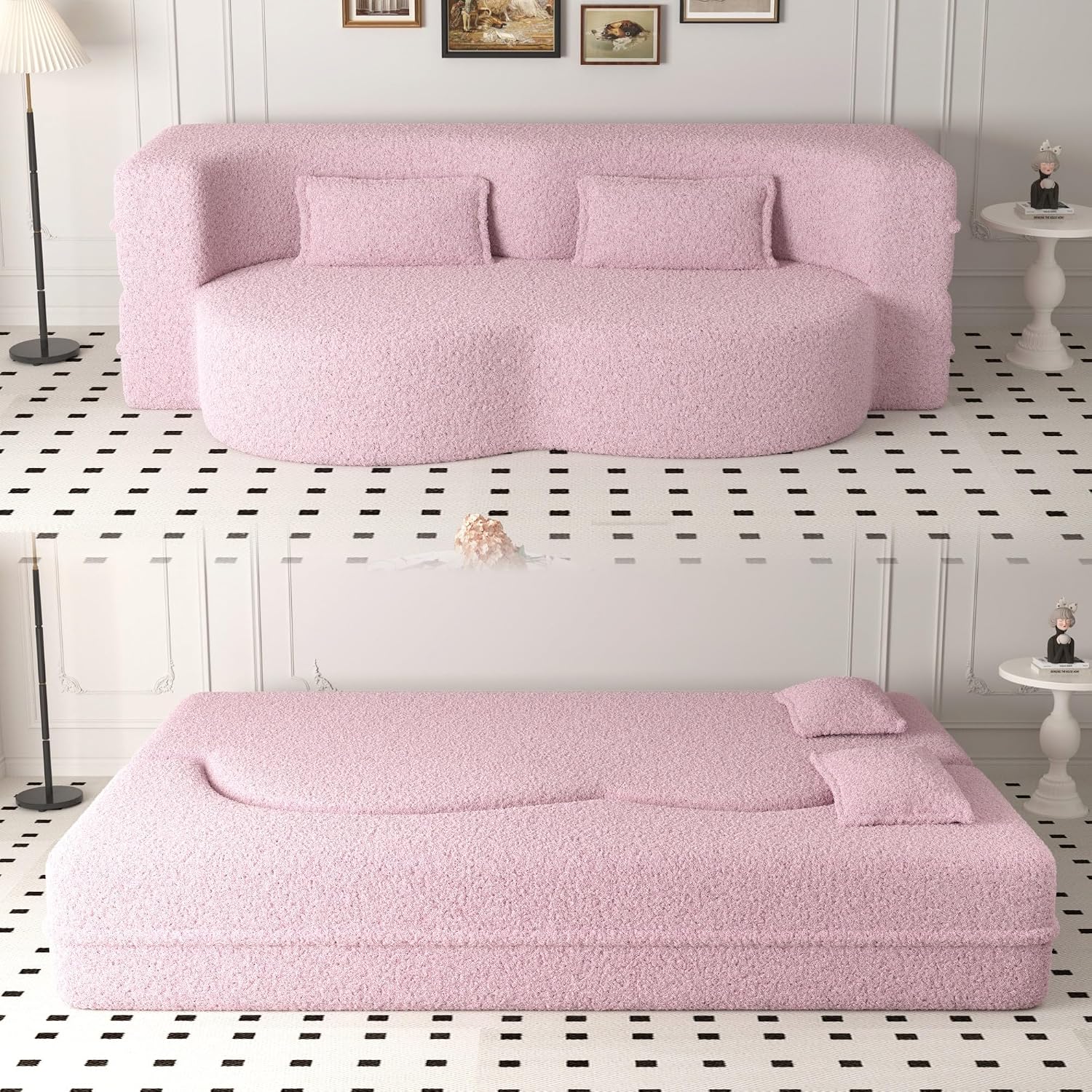 78" Convertible Boneless Futon Sofa Bed, Sleeper Sofa for Living Room
