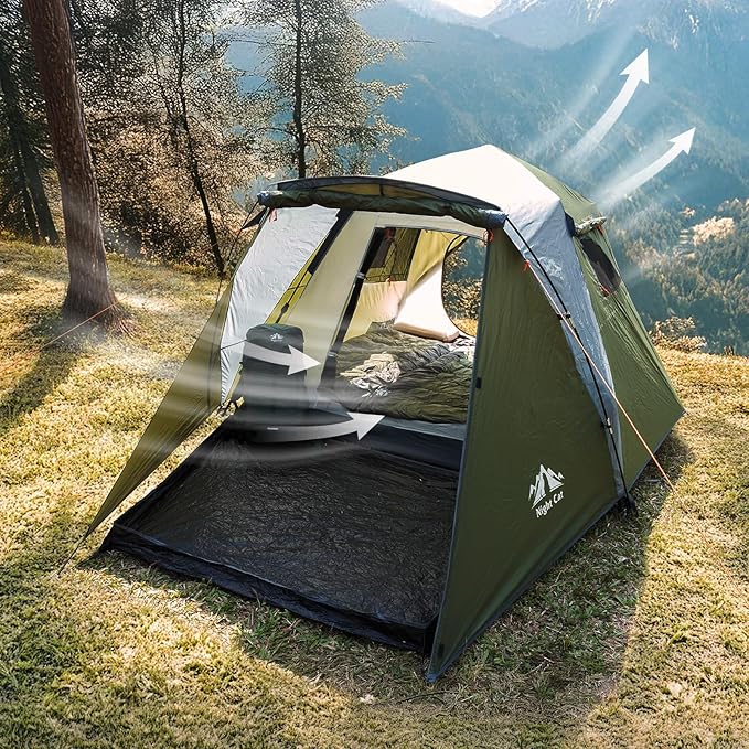 3-Person Pop-Up Camping Tent with Vestibule – Double Layer, Quick Setup & Waterproof