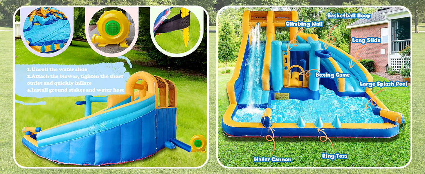 multi-functional kids water slide