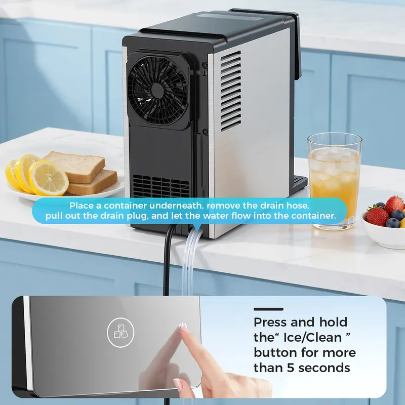 COWSAR Nugget Ice Maker Dispenser, Self Dispensing Pellet Ice Machine, 33lbs/24H, 15Mins Quick Ice Make, 33lbs Sonic Ice Storage, Ice Full Indicator, Self-Cleaning, Kitchen, Office, Bar, Party