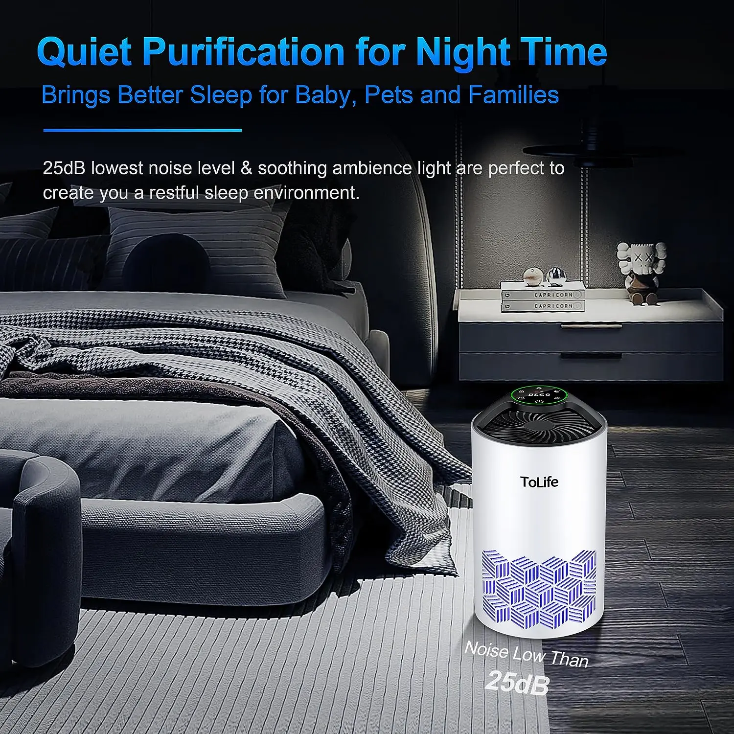 Tolife TZ-K1 Air Purifier - Silent, Baby-Safe, Pet-Friendly
