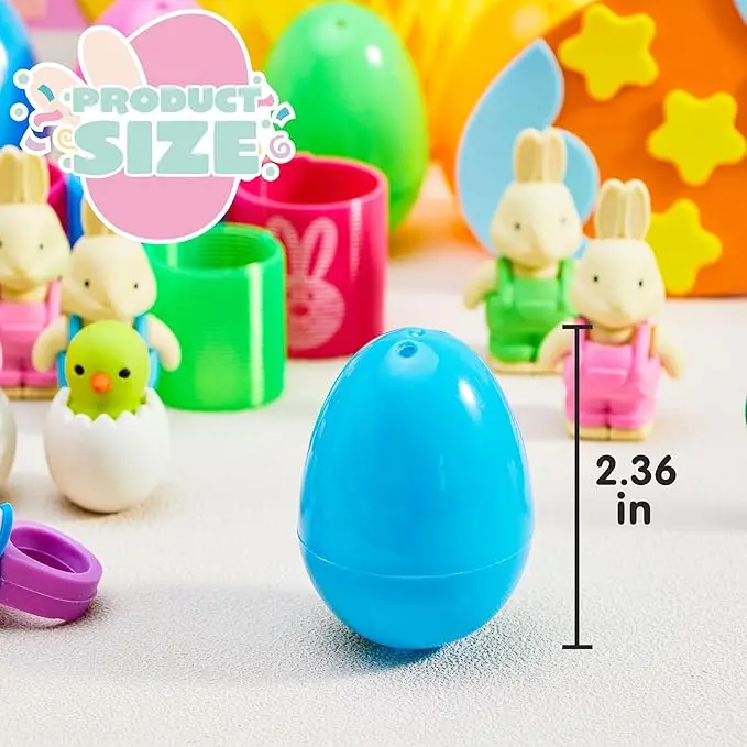 36pcs/48pcs/60pcs/80pcs/100pcs/120pcs/144pcs/160pcs/200pcs Prefilled Easter Eggs Toys and Stickers for Easter Egg Hunt, Filled with Toys Party Favors for Kids Boys Girls Easter Eggs Hunt, Basket Stuffers Fillers, Easter Egg Dye Decoration Kit