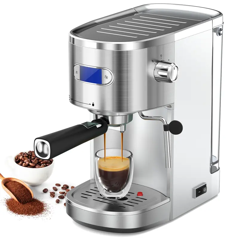 20 Bar Semi-Automatic Espresso Machine with Milk Frother Steam Wand, Capsule Compatible, 45 oz Removable Water Tank for Cappuccino & Latte, 1350W