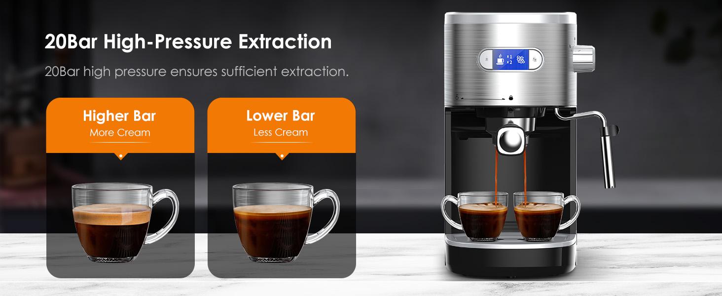 【SummerVibes】COWSAR Espresso Machine 20 Bar, Semi-Automatic Coffee Maker with Milk Frother Steam Wand, Nespresso Capsule Compatible, 45 oz Removable Water Tank for Cappuccino, Latte, Home,1350W
