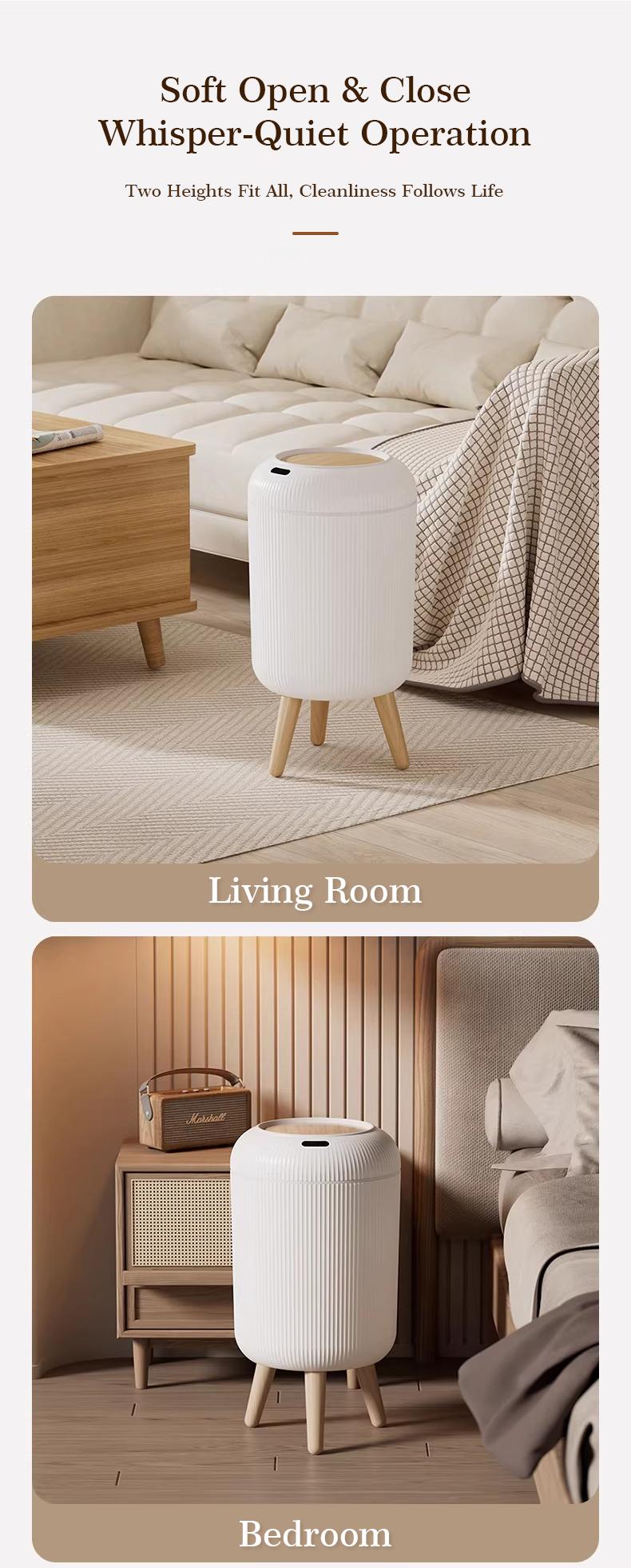 Pukomc Smart Induction Waterproof Trash Can for Bathroom, Bedroom, Office Nordic Style, Household Items Saving Space Motion Sensor Multifunctional Home Goods Environmentally Friendly Automatic summerwins
