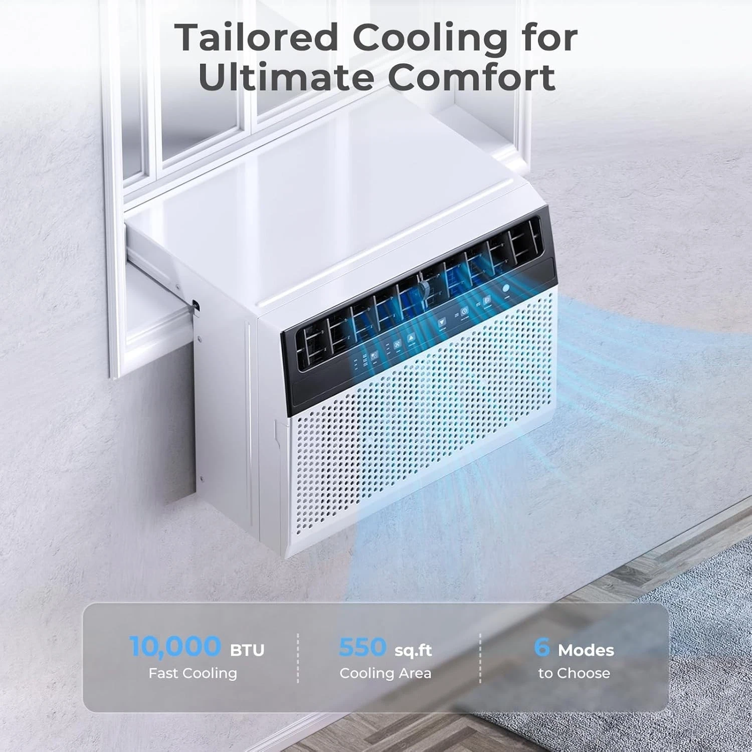 Wholesale U-Shaped Window AC 10,000 BTU 120V Ultra Quiet Cools up 550 Sq ft Energy Saving CEER 10.9 Household Use