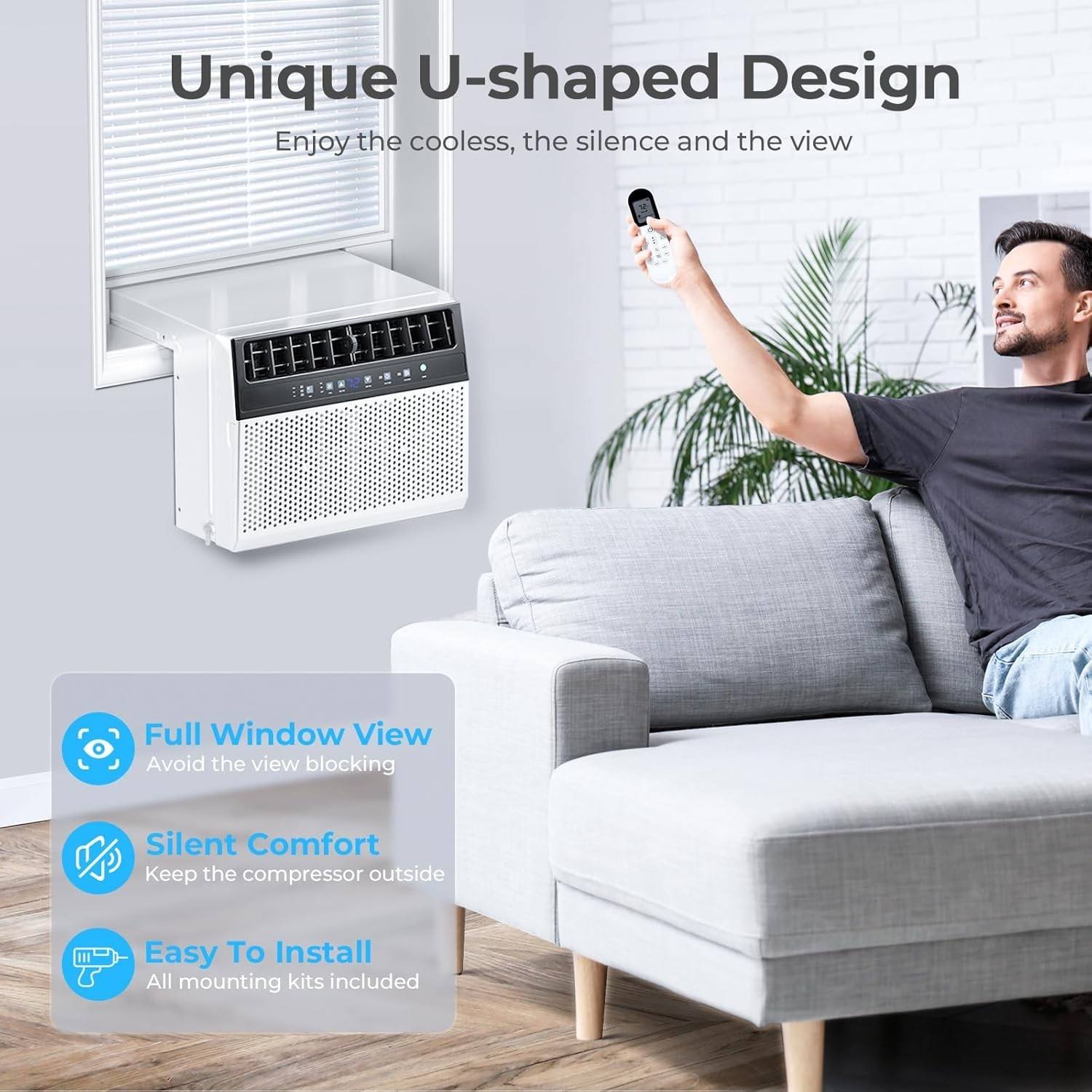 Wholesale U-Shaped Window AC 10,000 BTU 120V Ultra Quiet Cools up 550 Sq ft Energy Saving CEER 10.9 Household Use