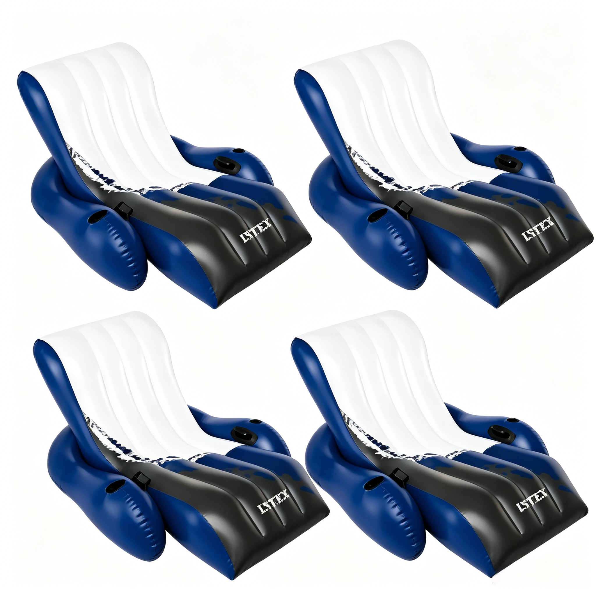 Intex Floating Recliner Inflatable Lake Lounge, Pool Float Chair w/ Cup Holders