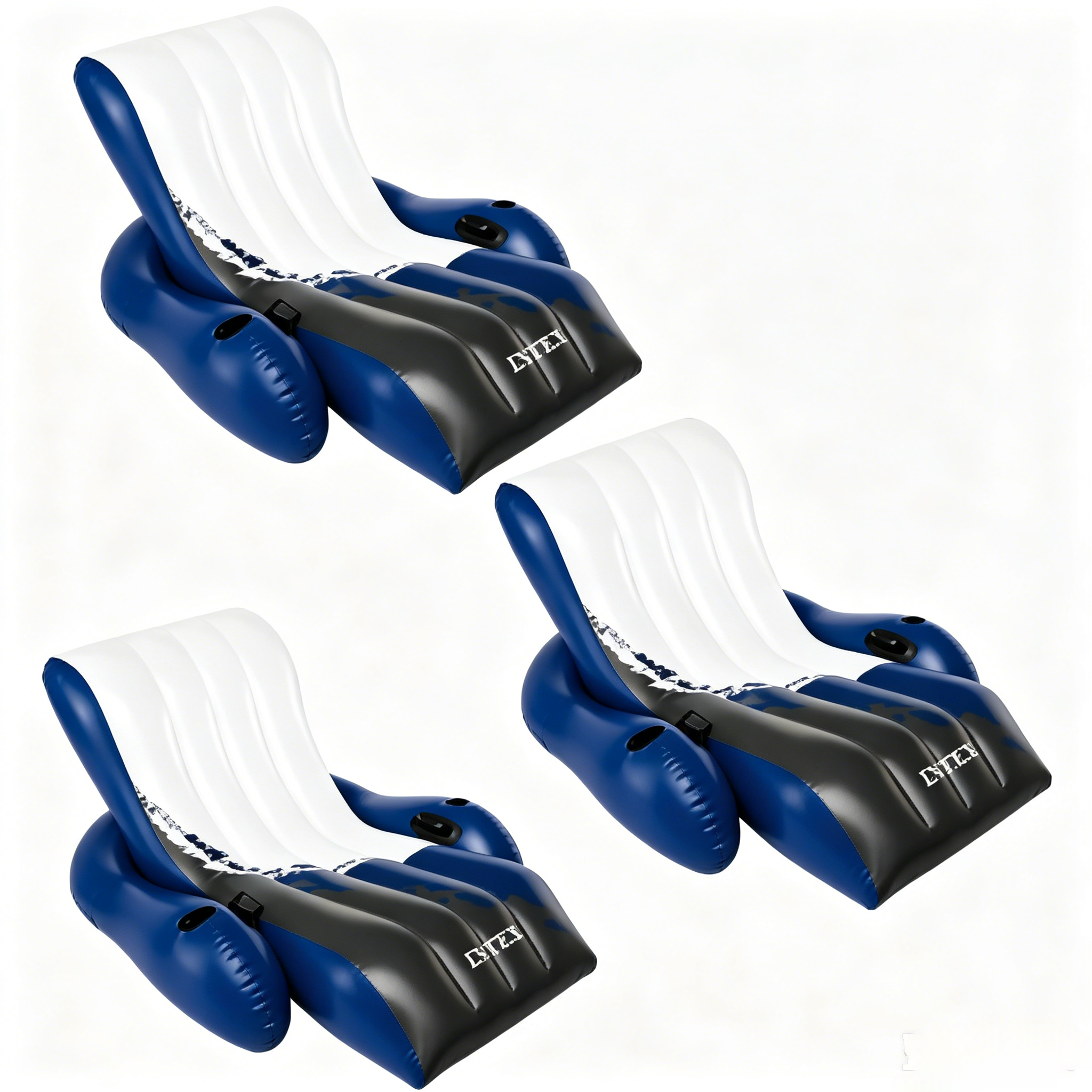 Intex Floating Recliner Inflatable Lake Lounge, Pool Float Chair w/ Cup Holders