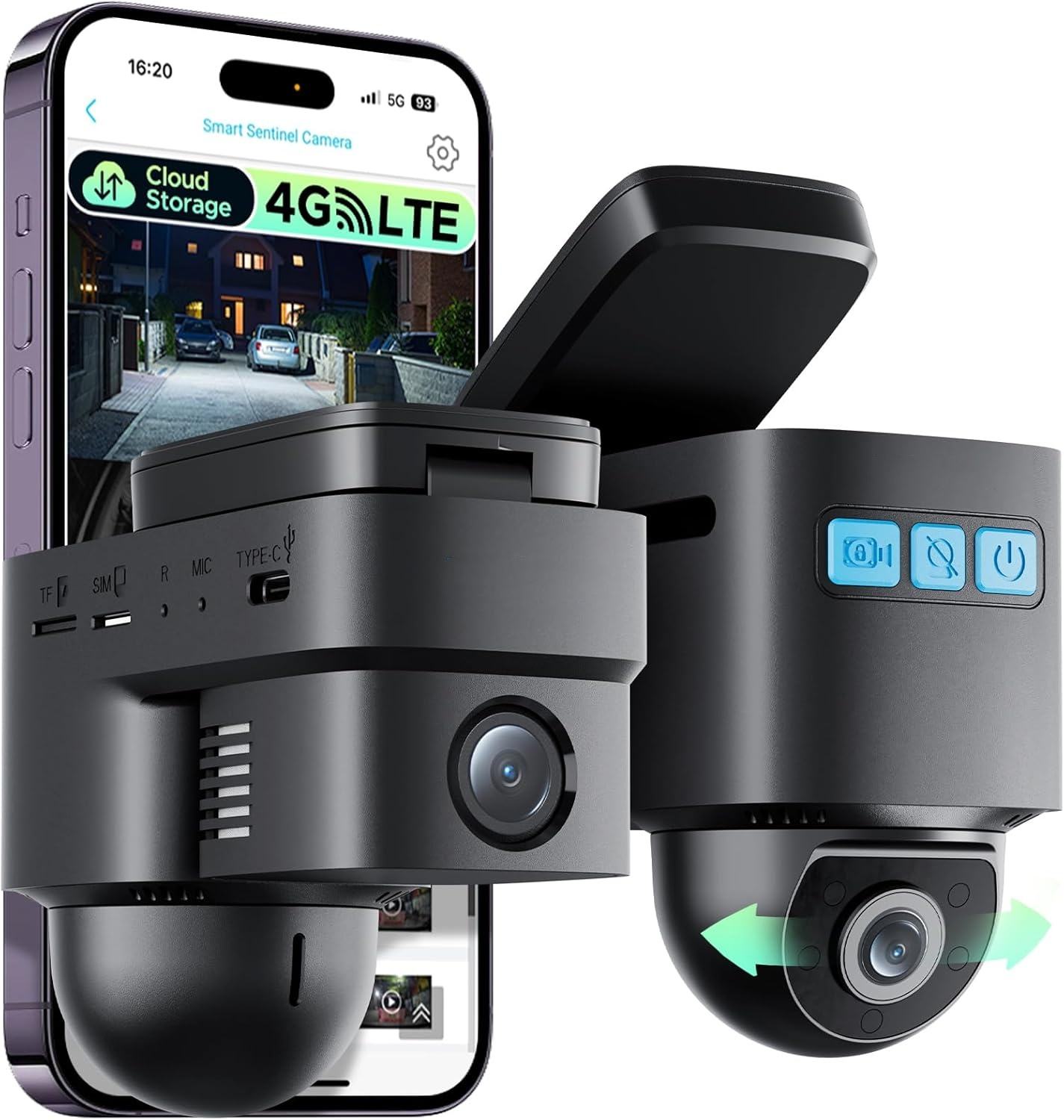 Nanpusa™ 4G Smart Dash Camera 1080P Front & Rear Recording with Motion Detection & Anti-Theft Protection