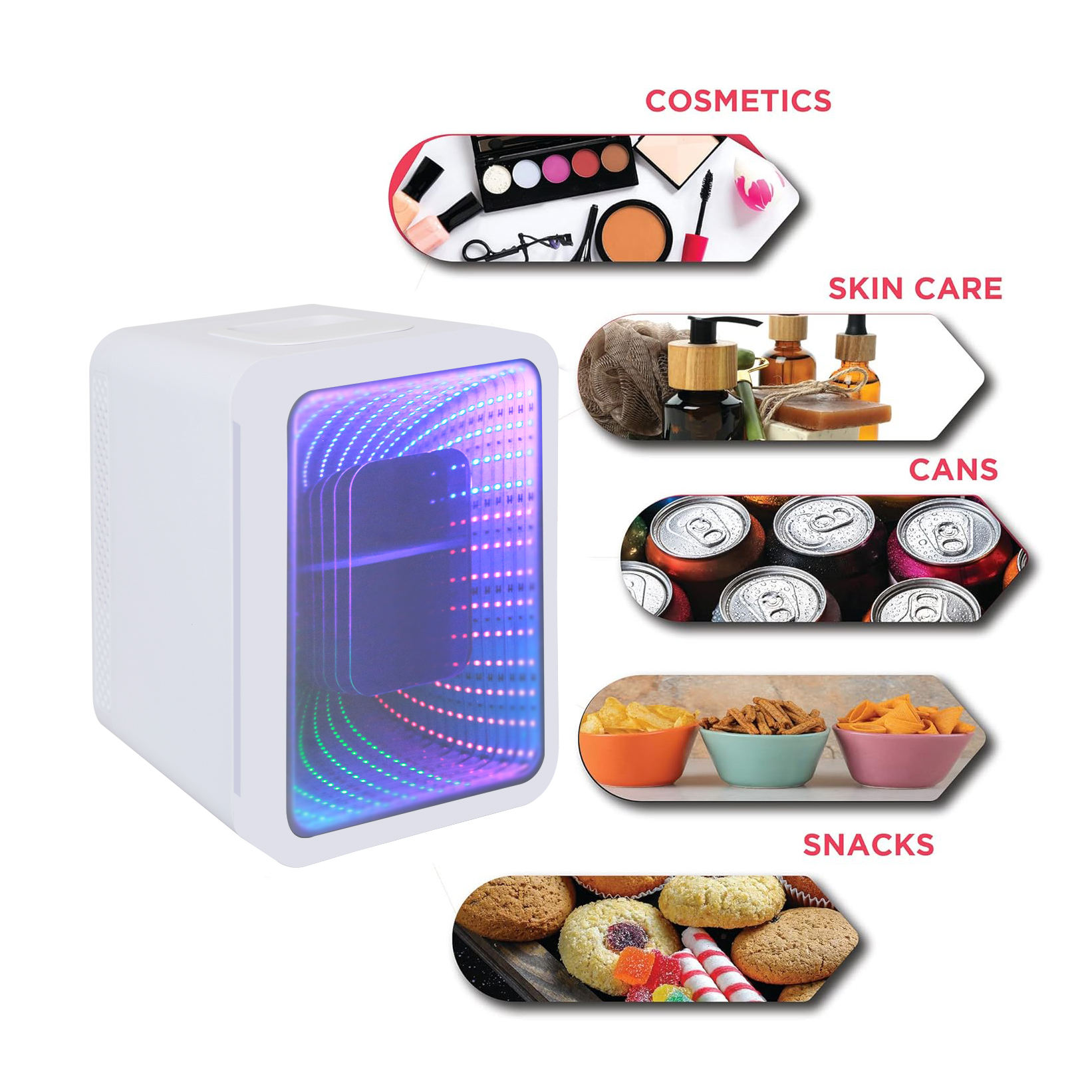 Portable 4L Mini Beauty Fridge with Mirror Door – Quiet Cooling for Skincare, Cosmetics & Snacks