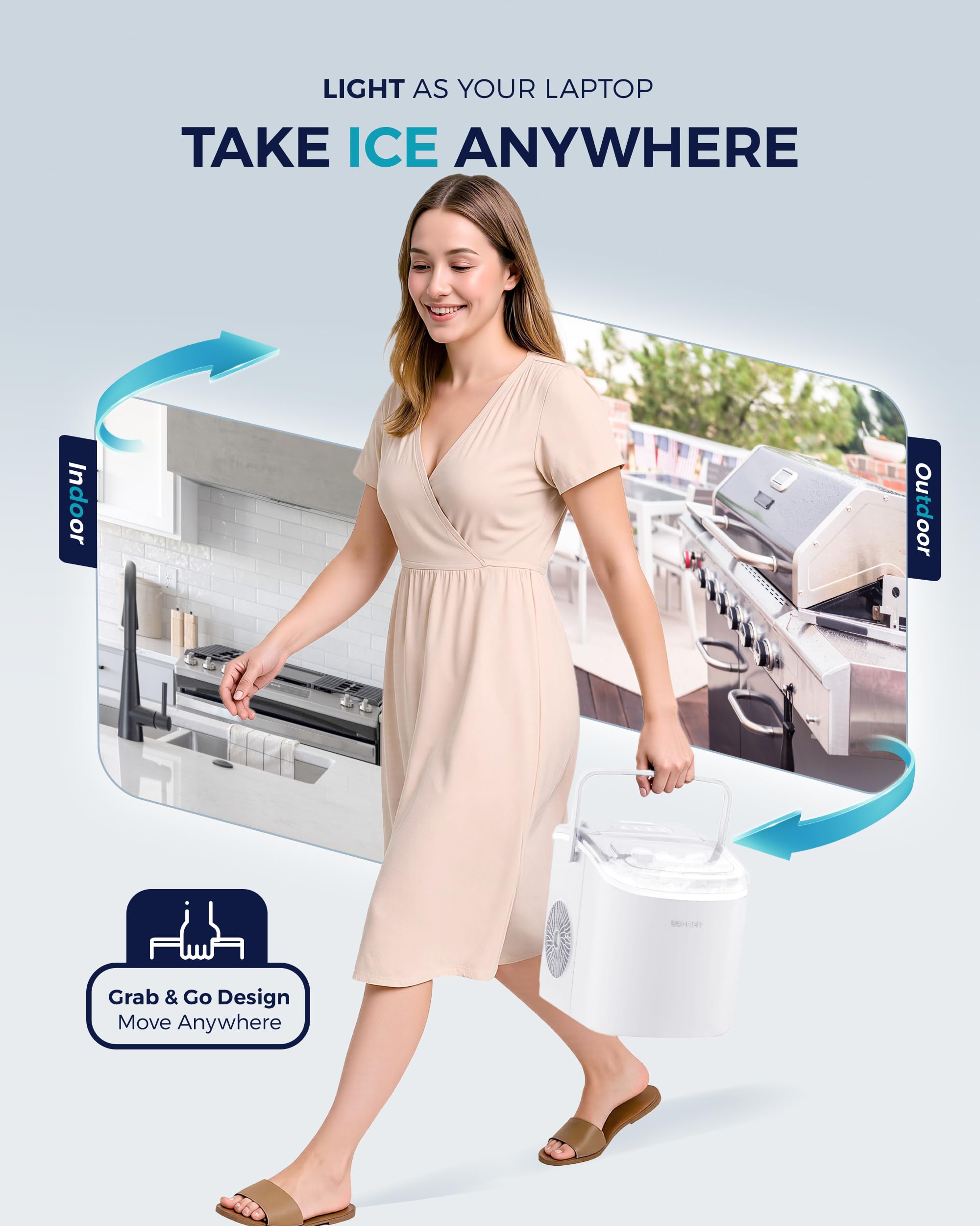 Portable Mini Ice Maker Machine for Countertop Use – Quick Bullet Ice Maker for Home & Travel