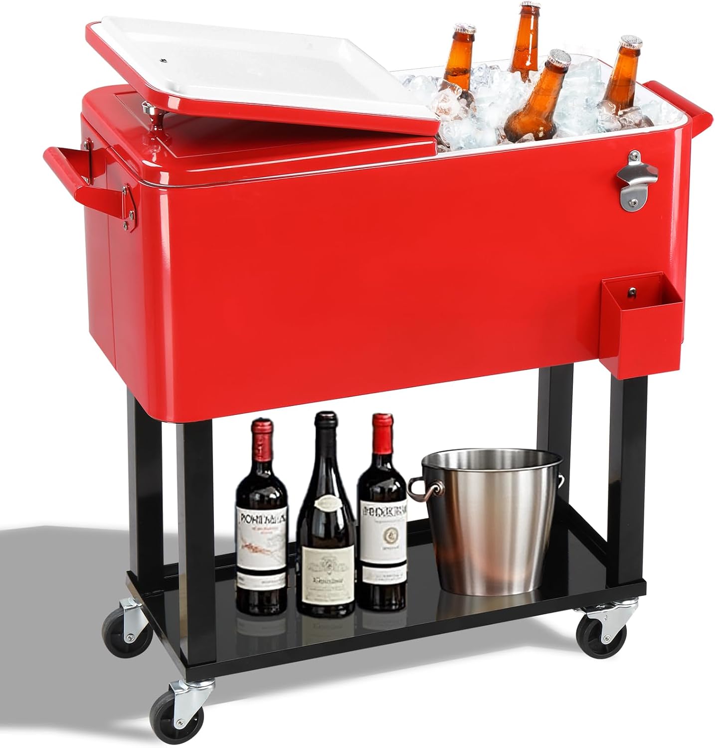 73L Large Capacity Rolling Cooler Cart with Wheels