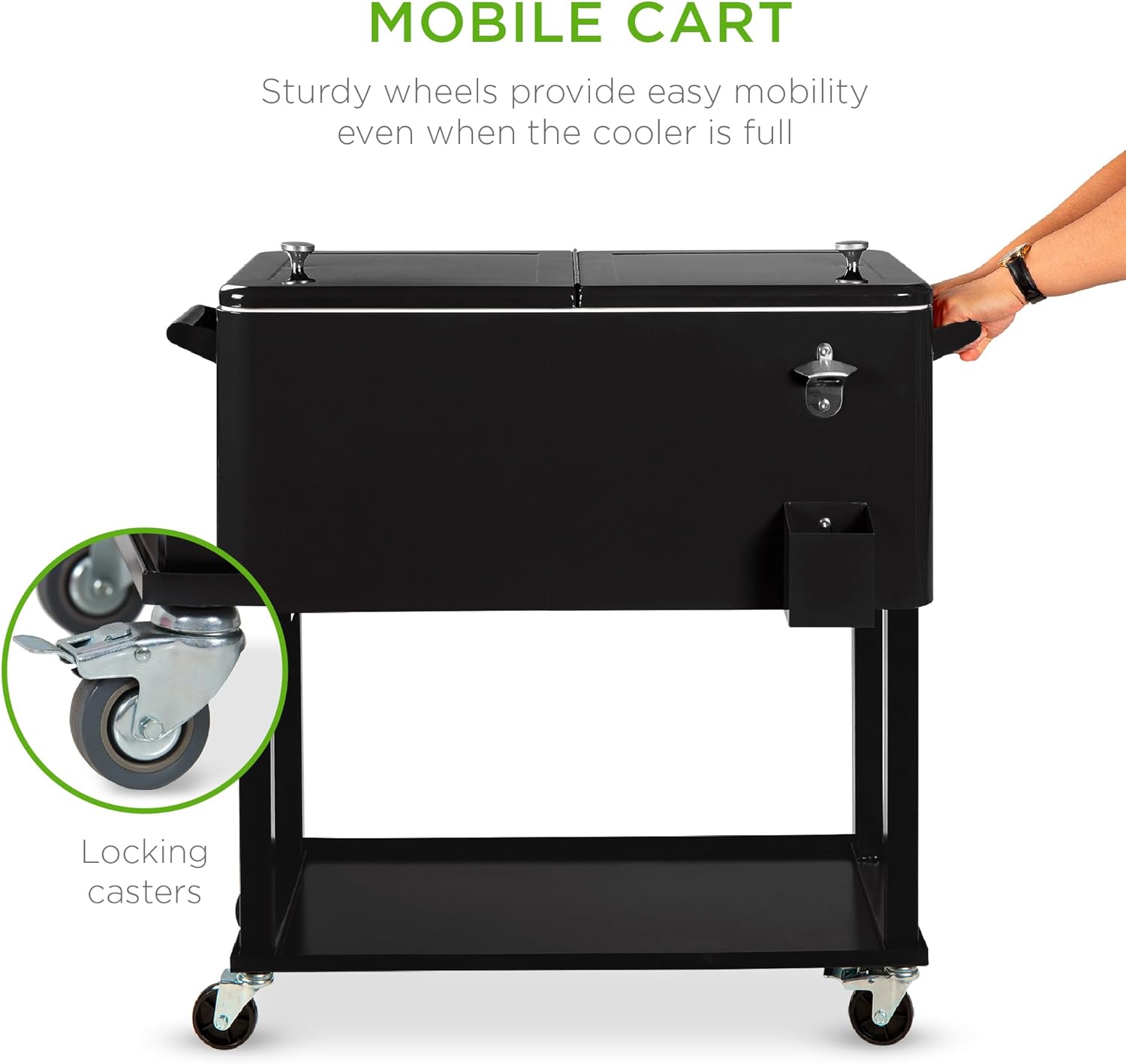 73L Large Capacity Rolling Cooler Cart with Wheels