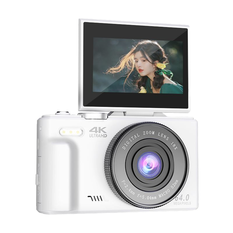 4K Digital Camera for Photography with 64MP, 3 Inch 180° Flip Screen, 18X Digital Zoom, 32GB Micro SD Card, 2 Batteries, Ideal for Gift