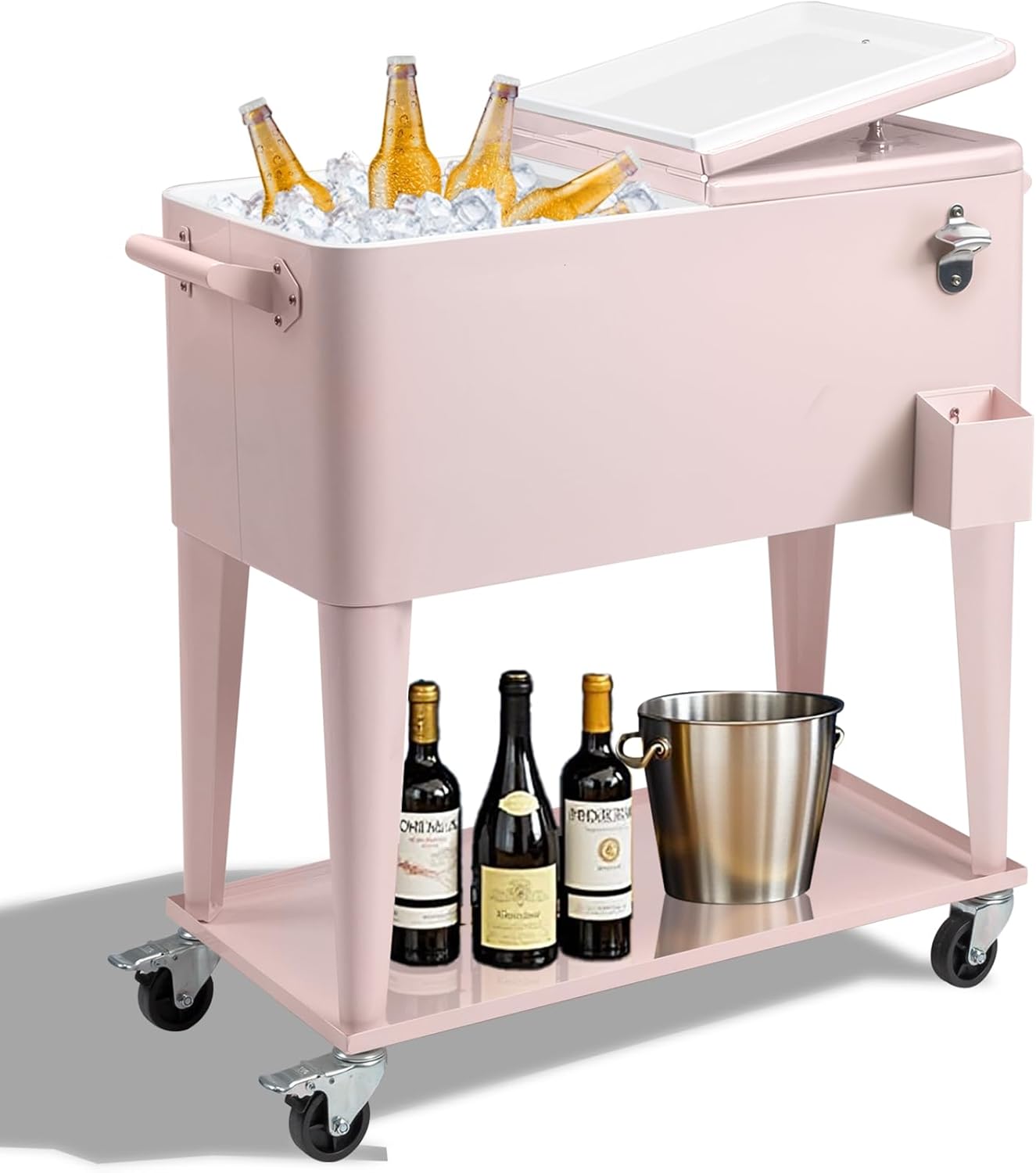 73L Large Capacity Rolling Cooler Cart with Wheels