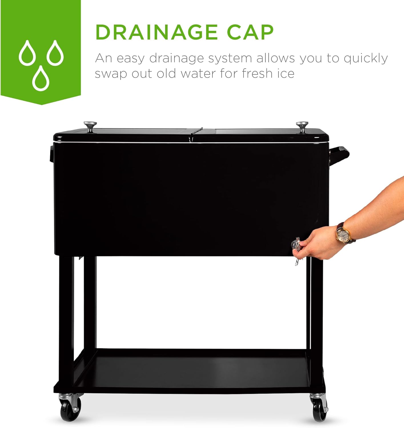73L Large Capacity Rolling Cooler Cart with Wheels