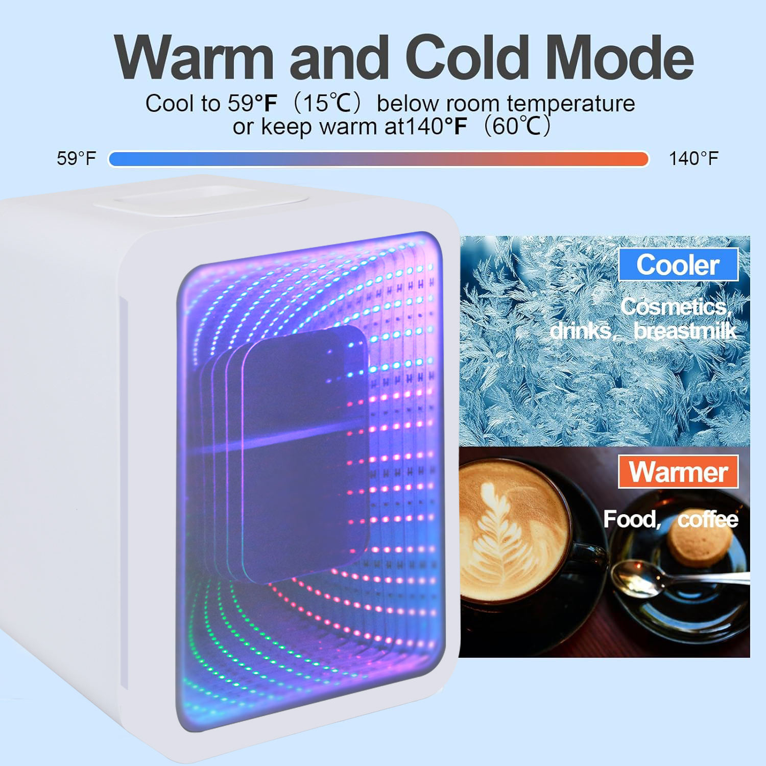 Portable 4L Mini Beauty Fridge with Mirror Door – Quiet Cooling for Skincare, Cosmetics & Snacks