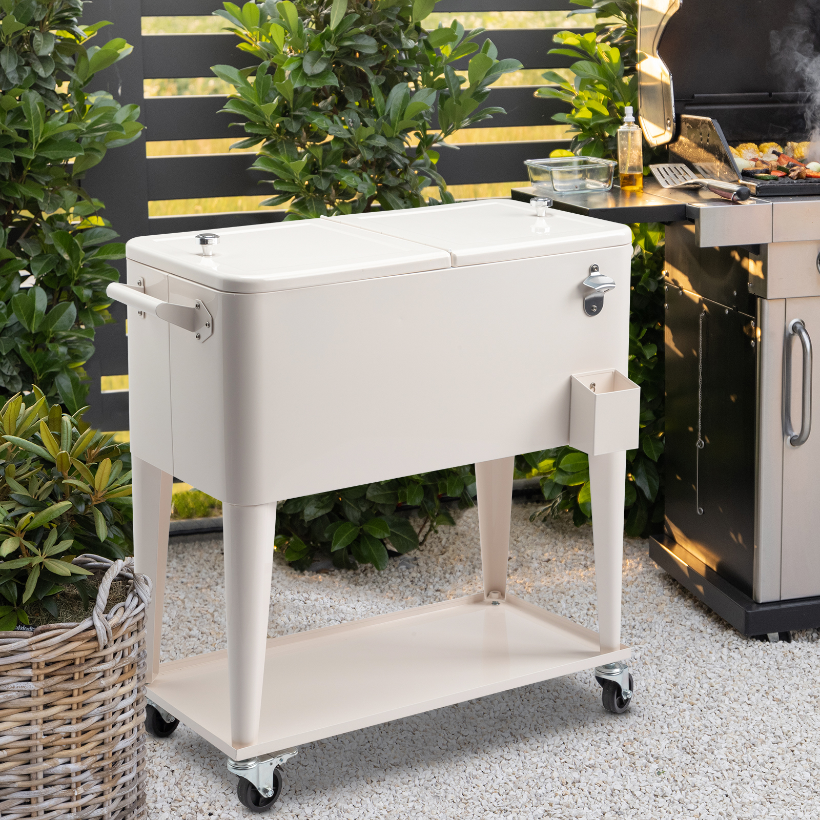 73L Large Capacity Rolling Cooler Cart with Wheels