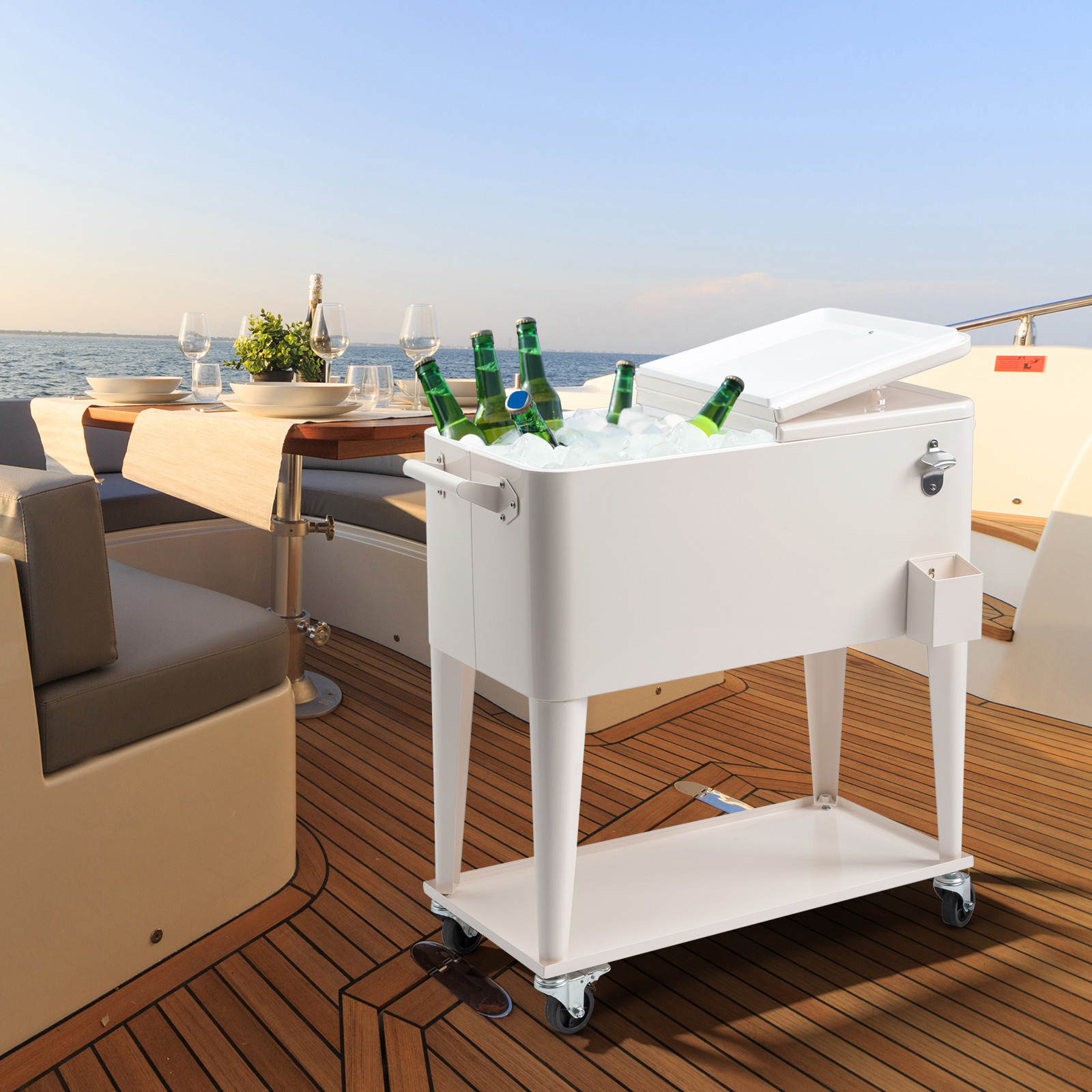 73L Large Capacity Rolling Cooler Cart with Wheels